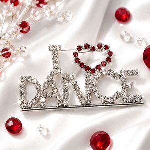 I Love Dance Sparkling Rhinestone Brooch
